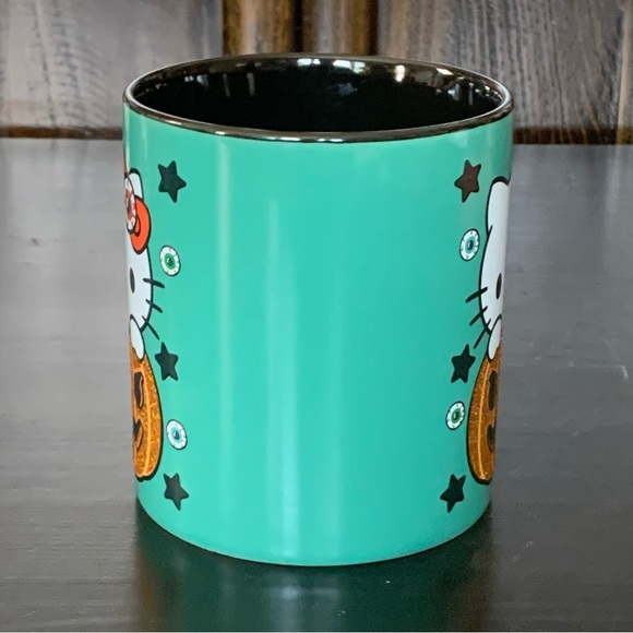 Hello Kitty 20oz Teal Green Halloween Mug - Jack O Lantern Stars Eyeballs - Picture 5 of 8